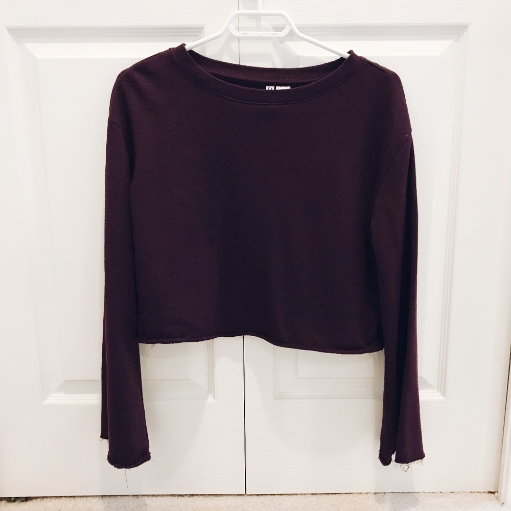 ❗3/$20 NWOT H&M Burgundy Cropped Sweatshirt